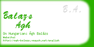 balazs agh business card