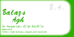 balazs agh business card